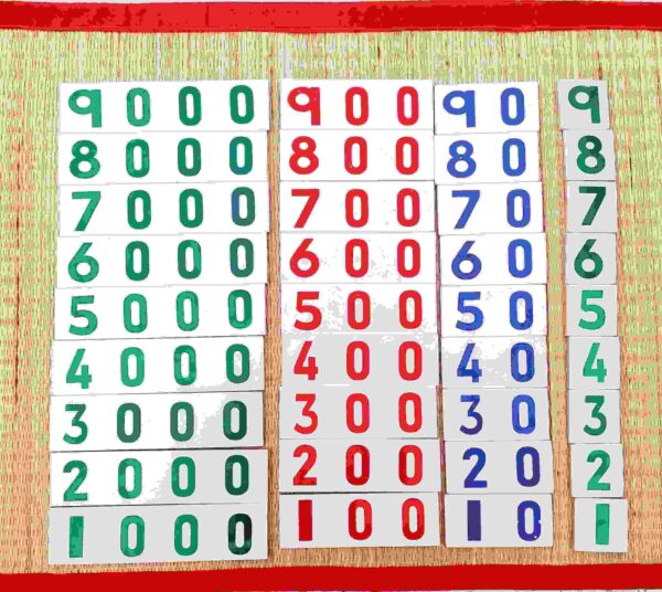 Wooden large decimal cards (1-9000)